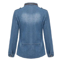 Women Plus Size S-5XL Jean Jackets ,Turn-Down Collar Pocket Casual Denim Coat