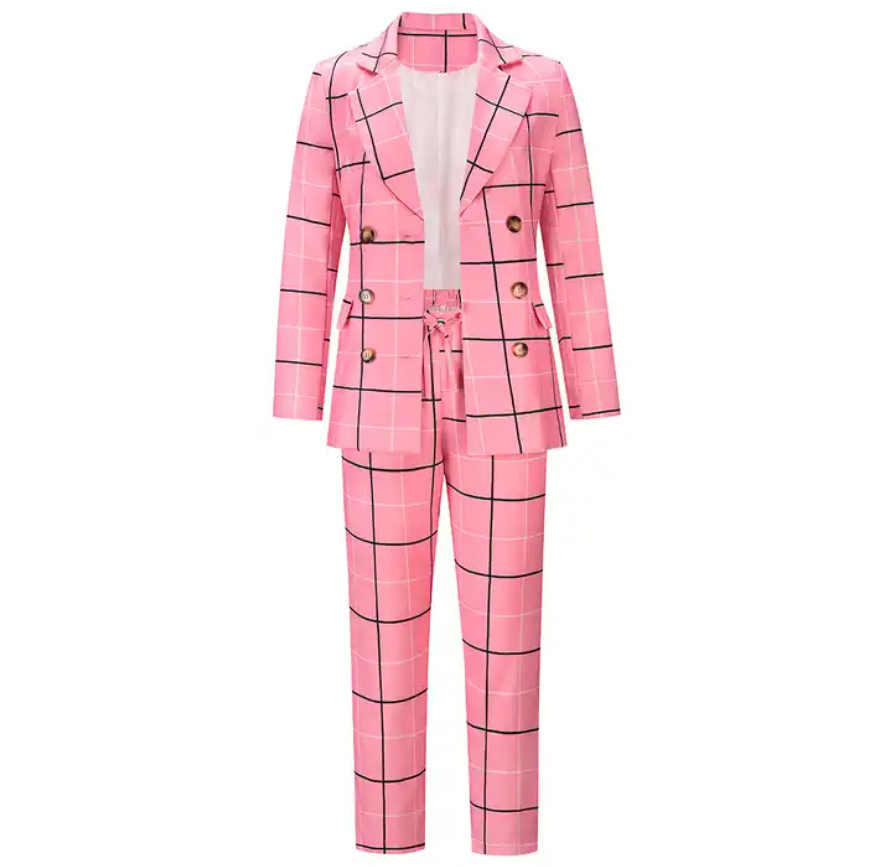 Women's Suits & Tuxedo Blazer,  Coats Plaid Ladies Suit Woman Blazer Jacket And Two Piece Set Women Suit