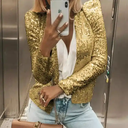 Women's Fashion Stand-up Collar Sequin Coat , Short Casual Small Blazer Jacket