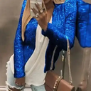 Women's Fashion Stand-up Collar Sequin Coat , Short Casual Small Blazer Jacket