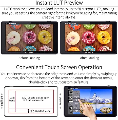 FEELWORLD LUT6 6" Touch Screen DSLR Camera Field Monitor