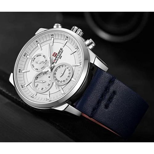 NF9148 - Men's Designer Leather Strap Watch - Blue