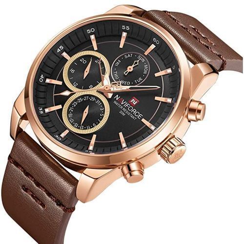 NF9148 - Men's Designer Leather Strap Watch - Brown