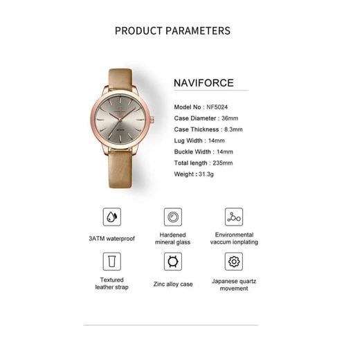 Naviforce Ladies Slim Designer Analog Watch - Brown