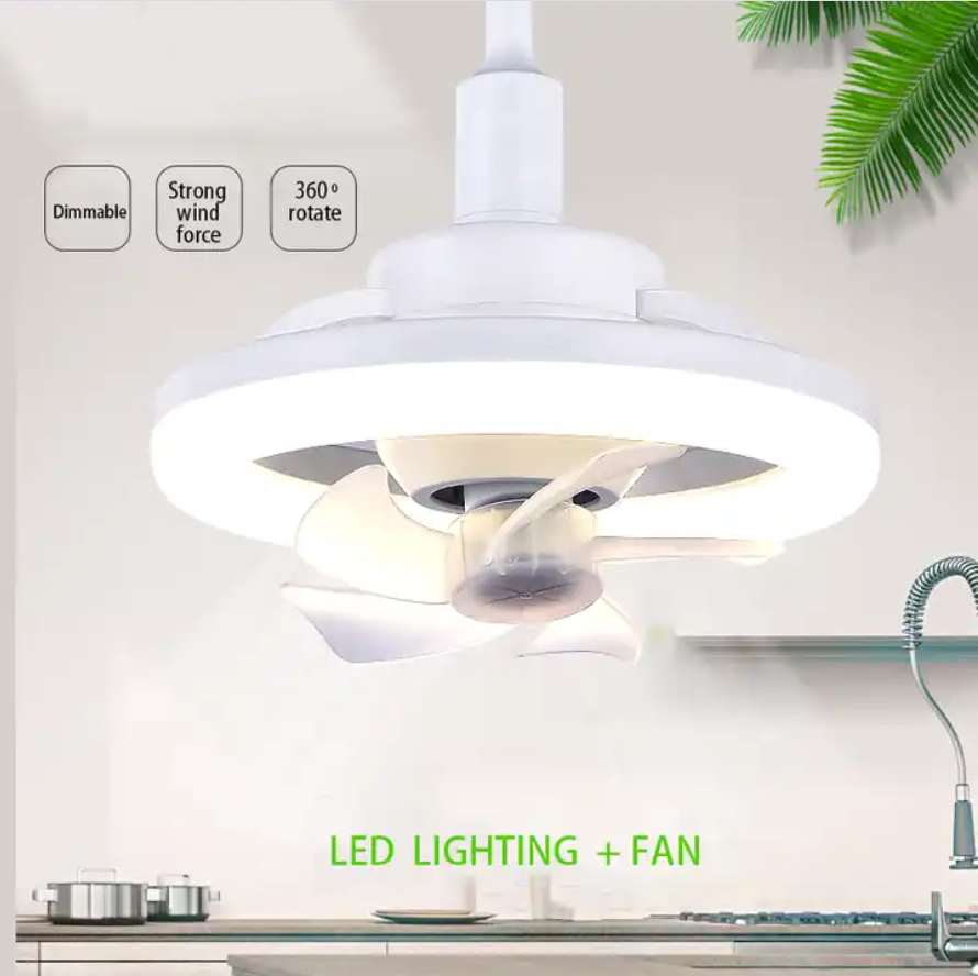 AC85-265V Smart Led Ceiling Fan With Light And Remote Control or Wall switch control E22 B27