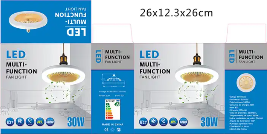 30W Ceiling Light With Fan, three modes of adjustable Ceiling Fan With Lamp