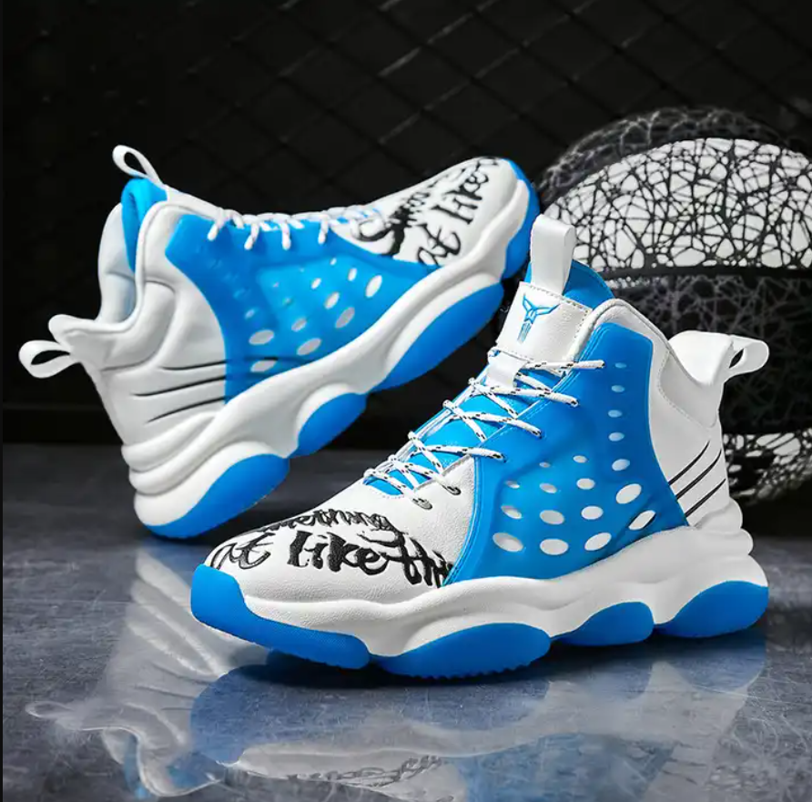 High-top Men's Basketball Shoes Wear-resistant Non-slip Basketball Sneakers , Graffiti Fashion Sports Shoes