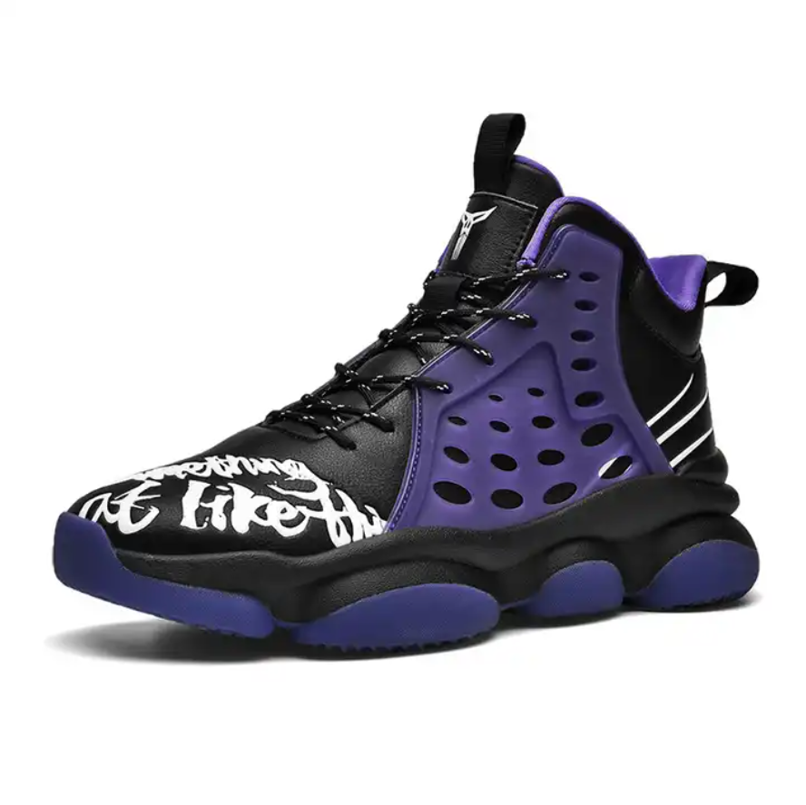 High-top Men's Basketball Shoes Wear-resistant Non-slip Basketball Sneakers , Graffiti Fashion Sports Shoes