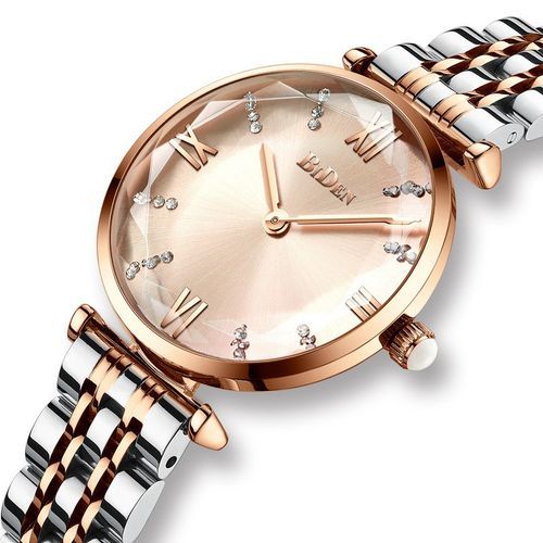 Biden Stainless Steel Womens Waterproof Analog Watch - Silver,Gold