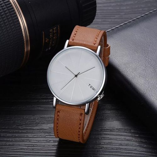 Tomi Leather Straps Unisex Analog Watch - Brown