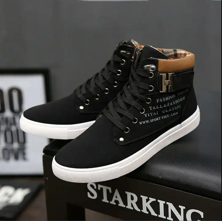 Men Classic Lace-up Vulcanized Flat Shoes