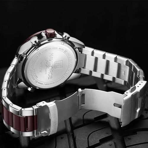 Naviforce Mens Office And Casual Dual  Watch - Silver/Brown