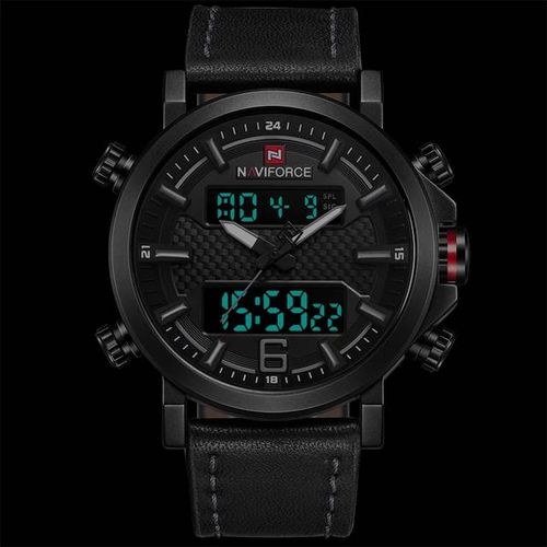 Naviforce Dated Analog And Digital Watch - Black