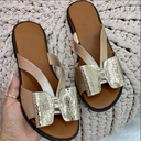 New Flat Patchwork Bow Ladies Sandals