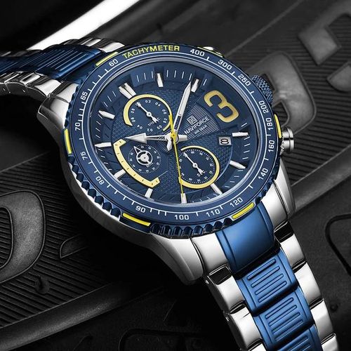 Naviforce Luxury Stylish Chronograph Analog Watch - Blue, Silver