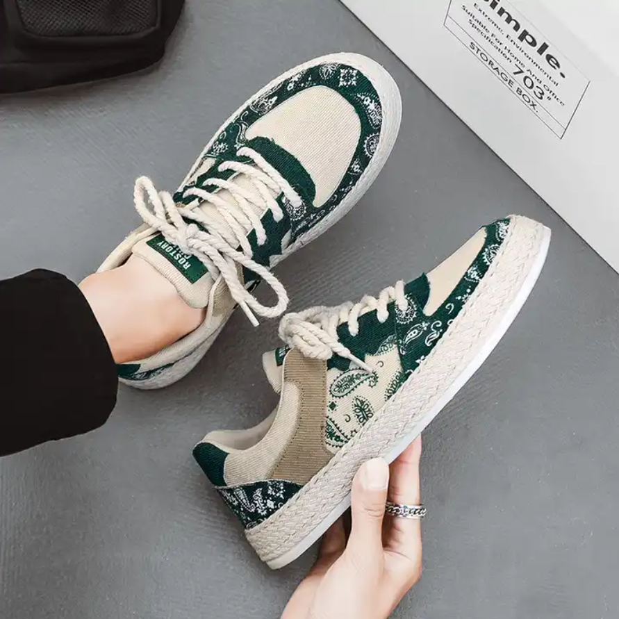 Canvas Breathable Sneakers, Casual Lace Up Flats