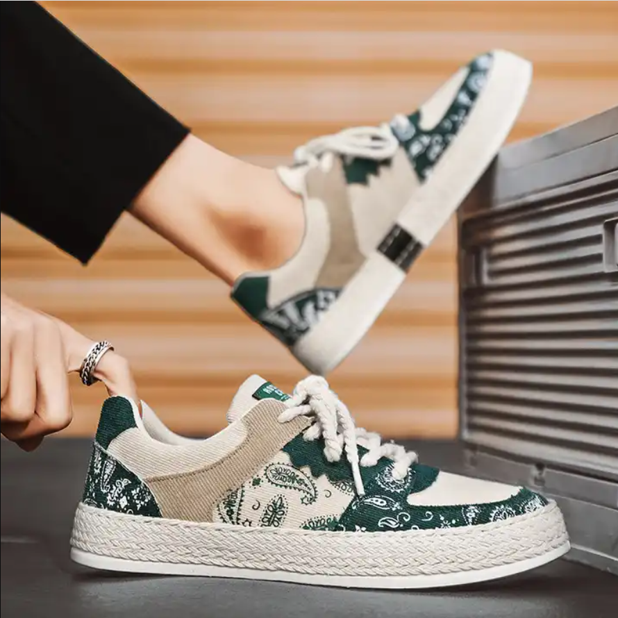 Canvas Breathable Sneakers, Casual Lace Up Flats