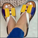 New Flat Patchwork Bow Ladies Sandals