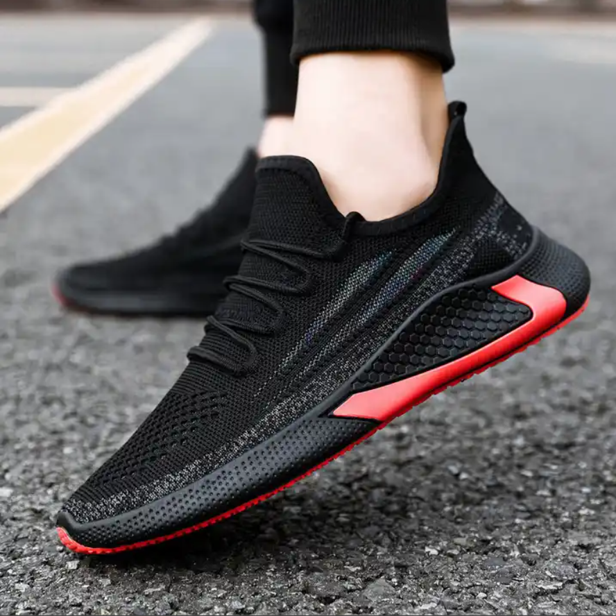 fly Knit Men Sports  Lace Up Lightweight Comfortable Running Shoes