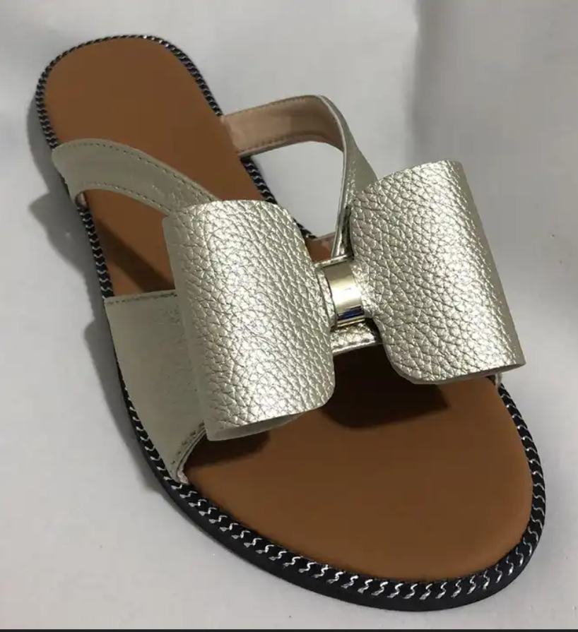 New Flat Patchwork Bow Ladies Sandals