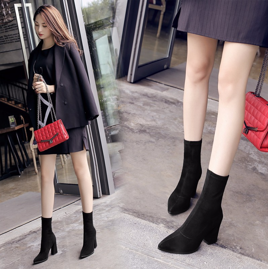 Women Suede Thick-Heeled Martin Boots