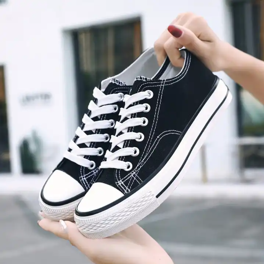 Women Low Cut Vulcanized Sneakers Flat Plain Canvas Shoes