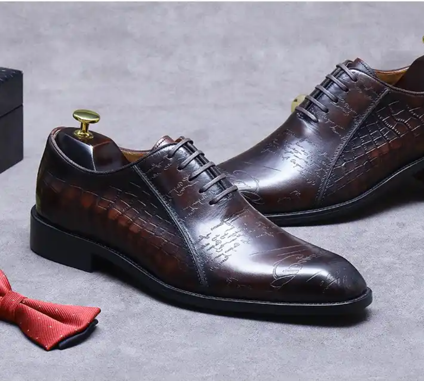 Fashion Genuine Cow Leather Shoes Lace-up Business Men Formal Shoes