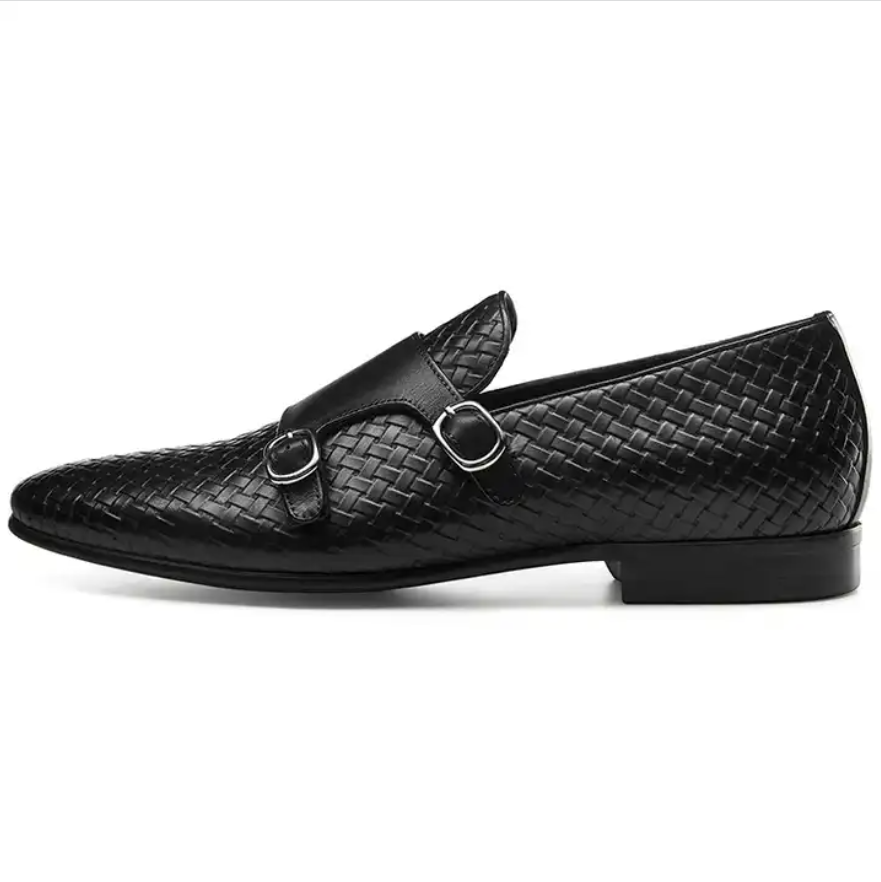 Men Genuine Leather Double Button Office Chaussures-Homme Luxury Shoes