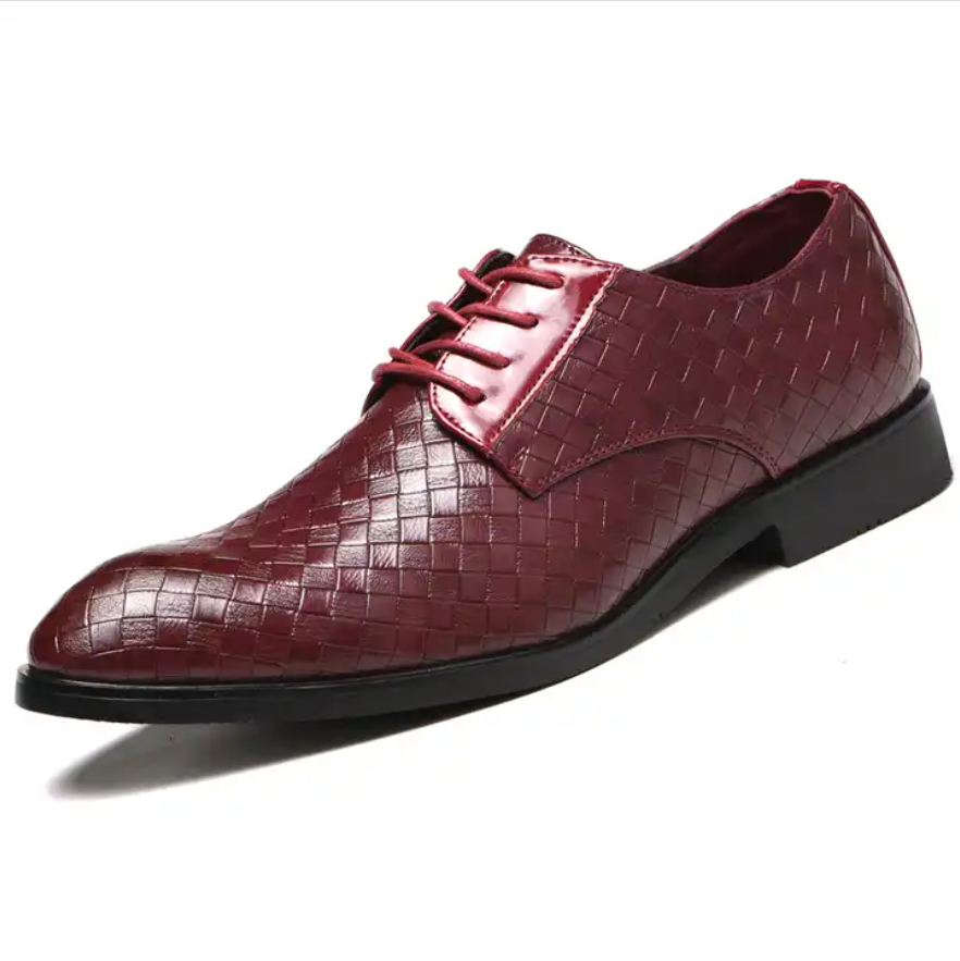 Men Plaid PU Leather Shoes