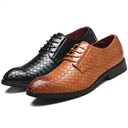 Men Plaid PU Leather Shoes