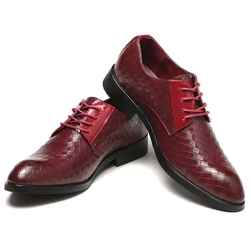 Men Plaid PU Leather Shoes