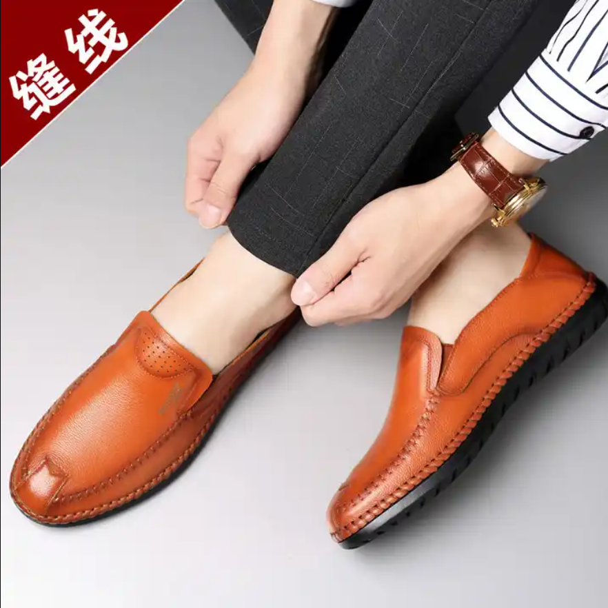 Men Breathable Leather Slip-on Casual Shoes