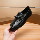 Genuine Leather Embossed Crocodile Pattern Men Loafer Shoes