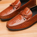 Genuine Leather Embossed Crocodile Pattern Men Loafer Shoes