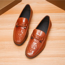 Genuine Leather Embossed Crocodile Pattern Men Loafer Shoes