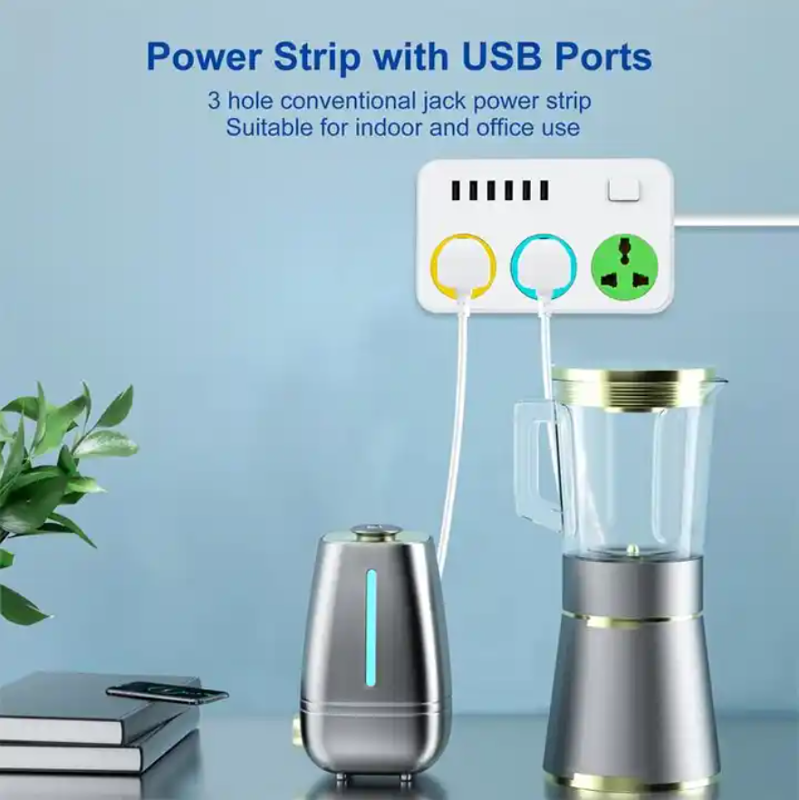 Universal Extension Socket 3 Outlets 6 USB with switch Power Strip