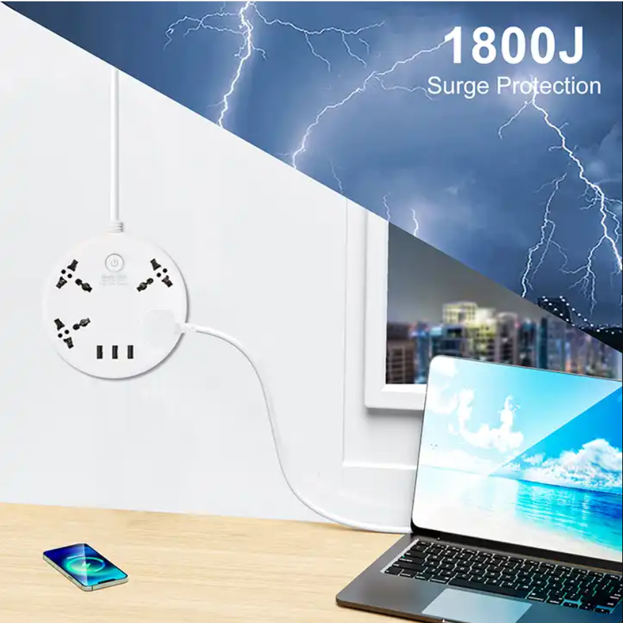 High-quality multi-function Universal Power Strip 4 Outlet 3 USB Extension Socket