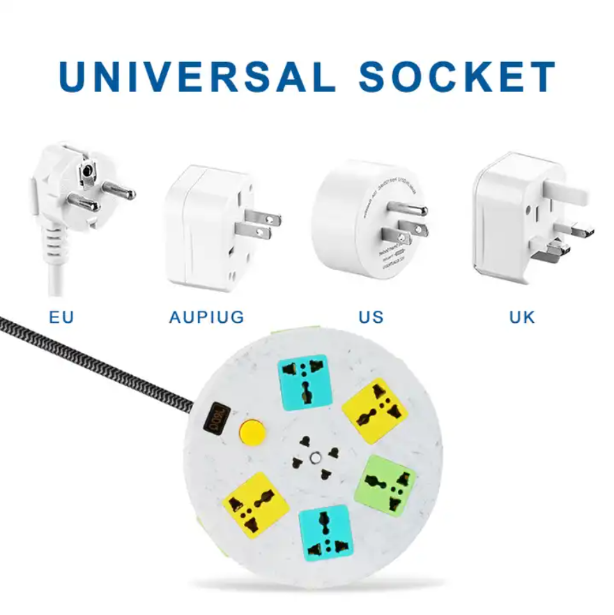 Universal Standard 7 Outlet with Switch 2 M Extension cable Power Strip