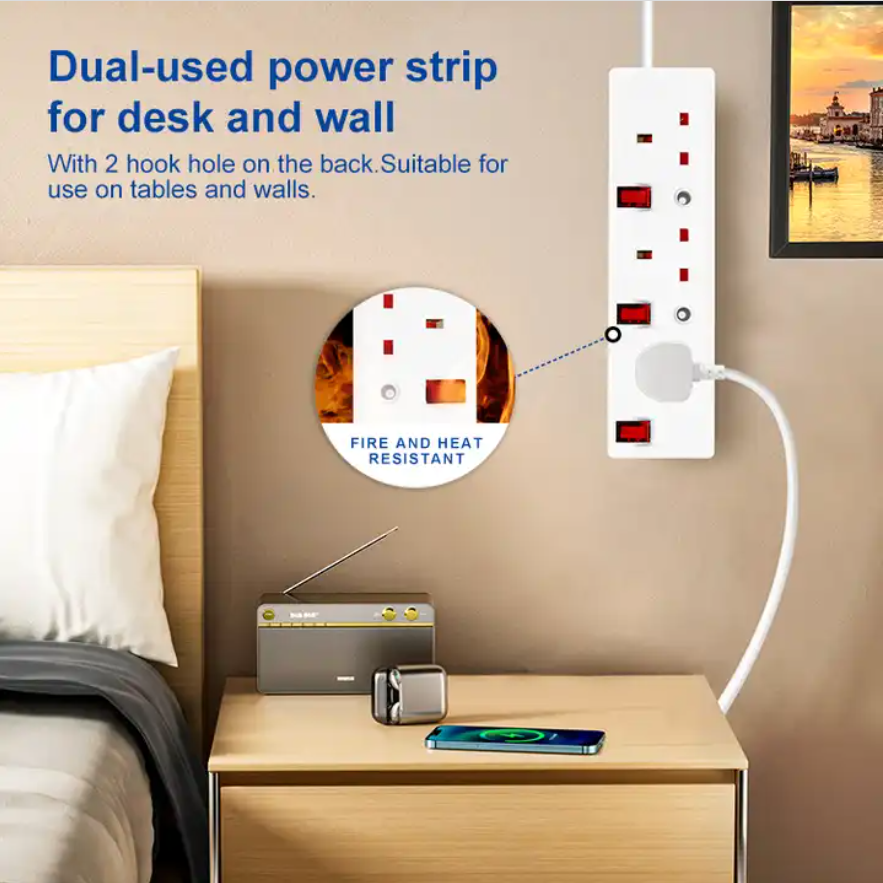 3 Outlet UK Power Strip 13A 250V independence switch British Power Strip