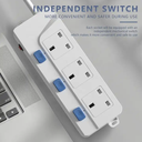 UK standard power socket 3way+3switch UK fused plug surge protector extension socket