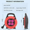 Universal standard socket red Retractable Reel Cable Power Strip electric outlet 4way 10m with switch extension socket