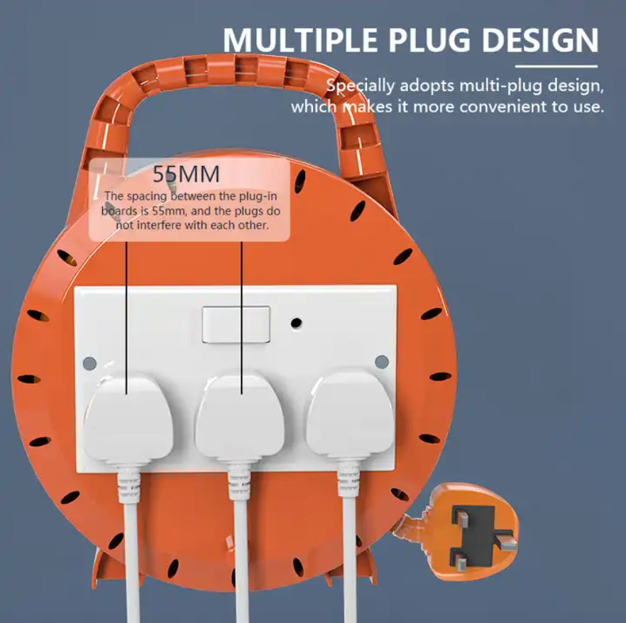 Round Fireproof Overload Protection 3 Power Outlets With Switch Power Socket Strip