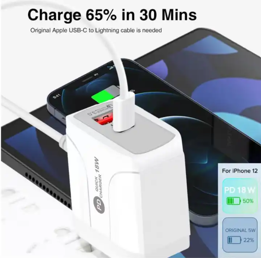 PD12W 2.4A Fast Charging Charger Set with Cable For Apple Charger and Android