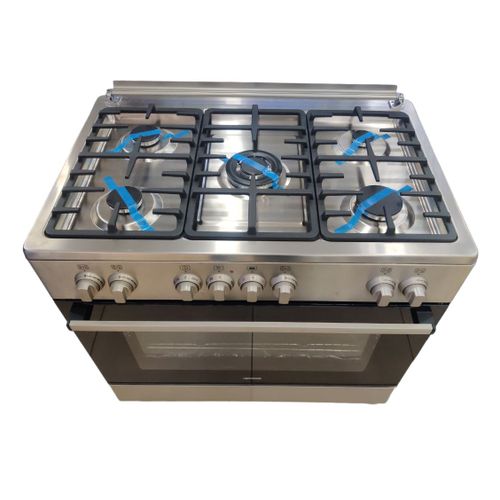 KENWOOD GCE90/90/60CMS Silver 5 Gas burners + CastIron Pan support Wide Electric Oven Dual Rotasserie