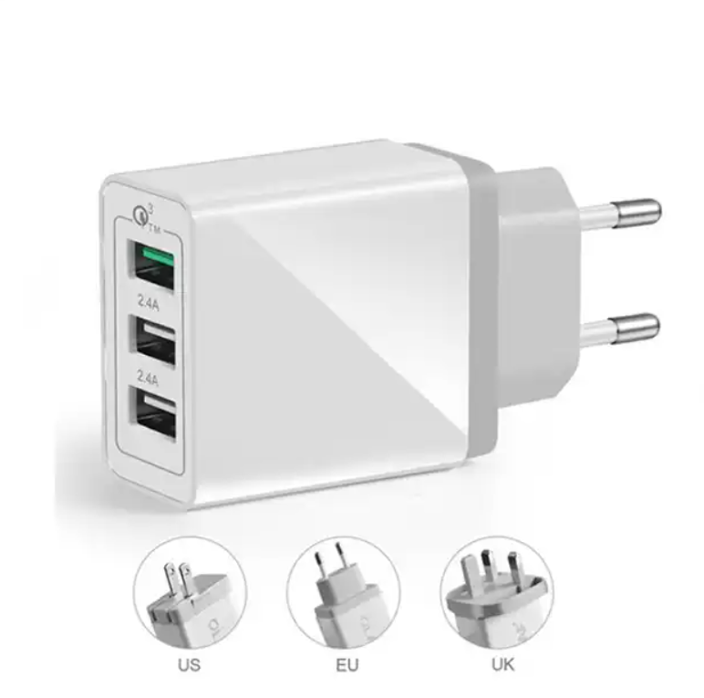 30W 3 port USB charger Mobile phone power adapter Quick charger 3.0 USB wall charger for tablet and phone