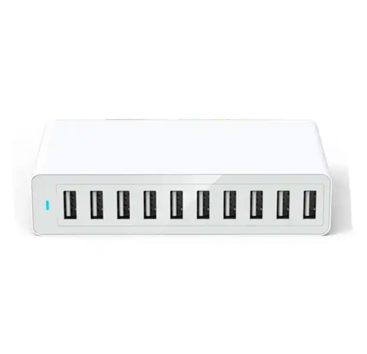 Desktop Anker 10-Port USB Travel portable charger, 5V 12A 60Watt Fast charging supply adapter Portable USB Charger