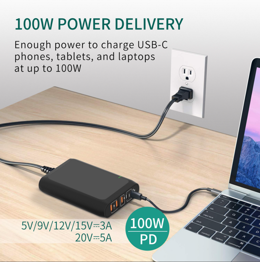 New charger 120W 5-port Desktop laptop/mobile phones fast charger adapter PD Fast charging power supply