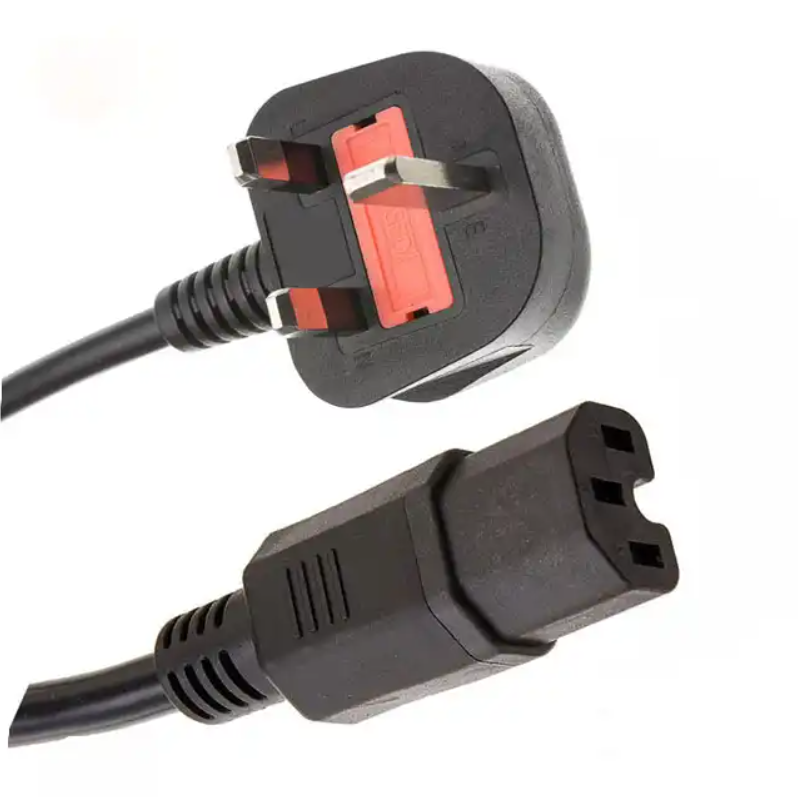 4FT 6FT (1.8m) 8FT UK Computer Power Cable, 18AWG, BS 1363 to C13, 10A 250V, Black Replacement AC Power Cord