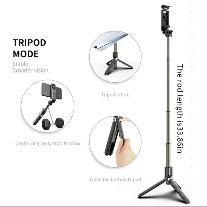 Selfie Stick Tripod for Phone and Camera L03 Aluminium Alloy Foldable Bt Tripod Selfie Stick