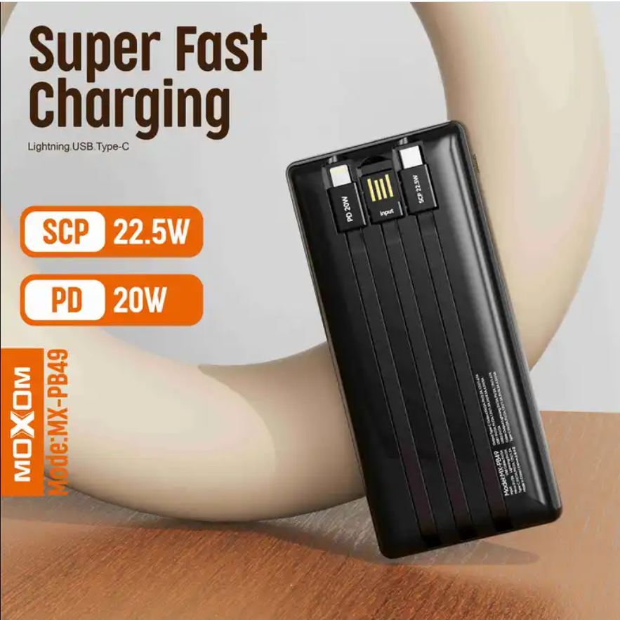 3 in 1 Multiple charging ports Power Banks 10000mAh Fast charging PD SCP 22.5W Power Bank With charging cable